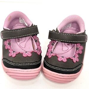 Surprize by Stride Rite Toddler Mary Jane Shoes Sz 2 Flower Pink Gray Walking
